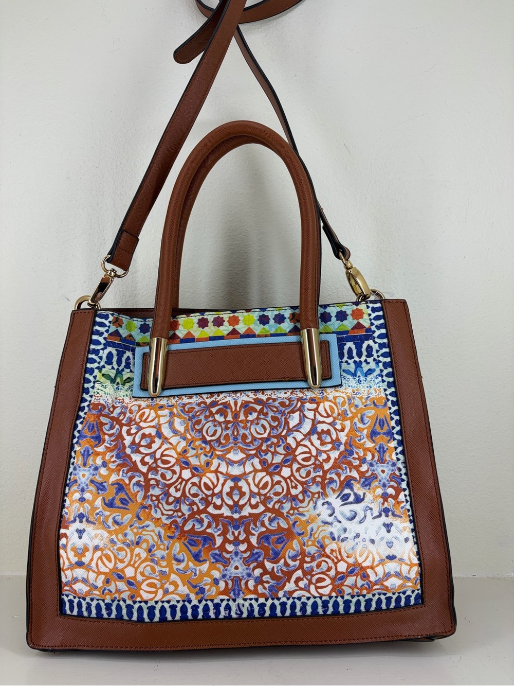 Nanette Lepore Brown Satchel with Light Blue Trim - Picture 5 of 11